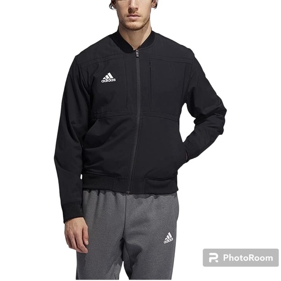 Adidas Training Urban Men's Casual Bomber Jacket Black White SZ L
